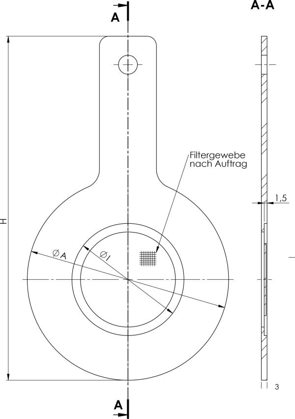 Stecksieb Anfahrsieb flach